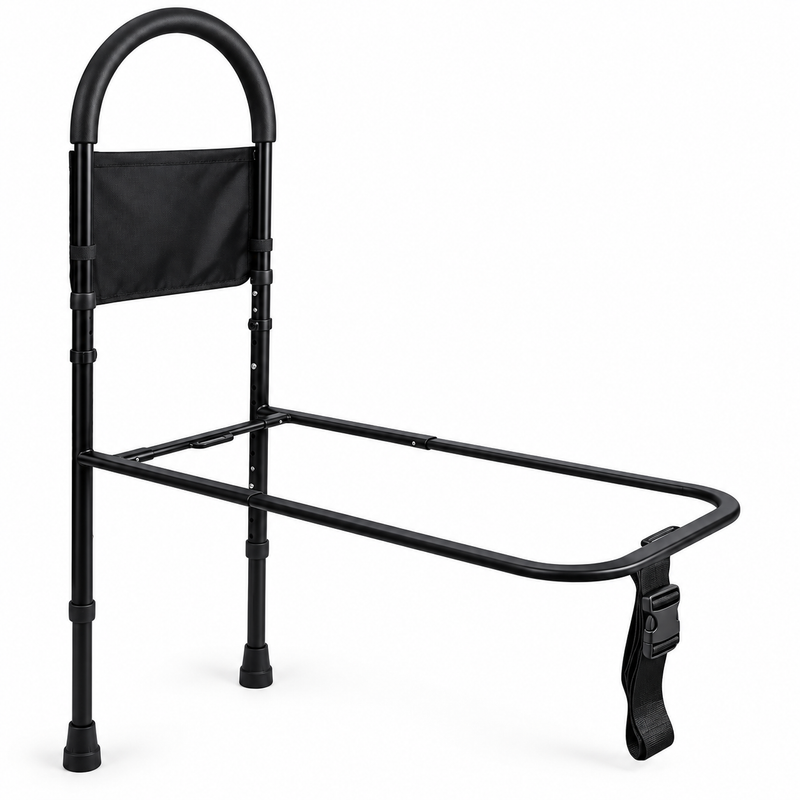 Adjustable Height Hand Bed Rail with Pouch