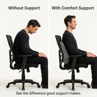 Ergonomic seating support cushion shown on an office chair