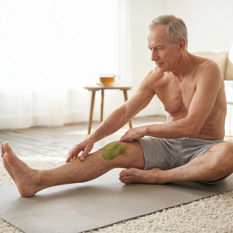 Herbal Wellness Patch positioned over the knee area