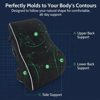 Lumbar support cushion shown in a car seat for daily driving