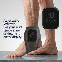 Heated foot massager used while seated at home