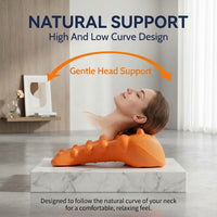 Nodal back massager positioned for upper back stretching at home