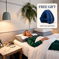 Butterfly Deep Support Pillow and free knee pillow in a bright bedroom